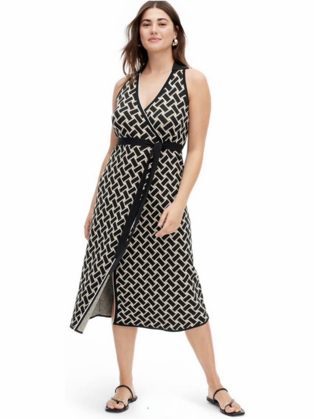 Diane Von Furstenberg for Target Sleeveless Sweater Geometric Wrap Midi Dress